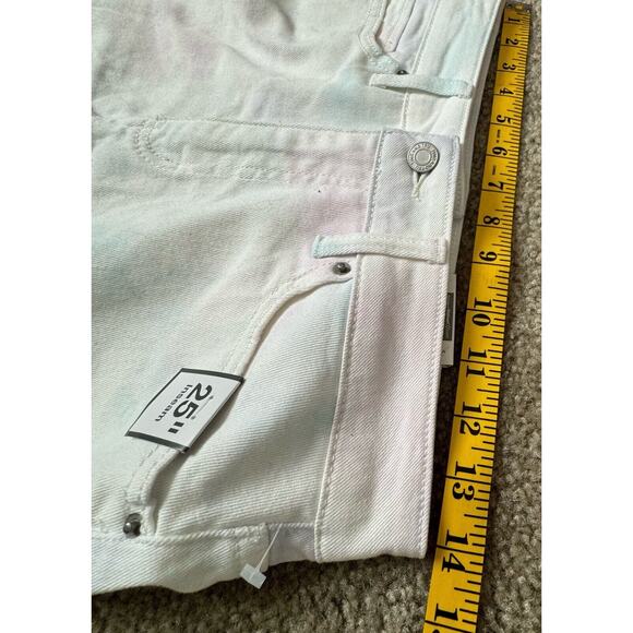 Time and Tru Straight High Rise White Denim Tie Dye Pants Pastel 6 NWT NEW - Picture 4 of 11